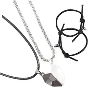 [SAFIGLE] 1 Set Heart Stitching Necklace Matching Pendant for Couples Couples Necklace Couples Jewelries Necklaces for Him and Her Matching Necklace Lover Necklace Alloy