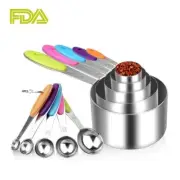 Set 10 Measuring Spoon - Cup Stainless Steel Multicolor Modern Small Solid