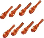 HUATEEN Mini Wooden Spoons Set - 8pcs 6cm Small Salt & Spice Scoops, Natural Phoebe Zhennan Wooden Teaspoons for Kitchen, Honey, Coffee, Cooking Utensils (Brown)
