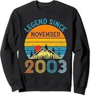 [X.Style] Legend Since November 2003 19th Birthday 19 Years Old Retro Sweatshirt ds1383 Sweater (XL) Black