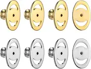 JIYIN 8 Pieces Earring Backs for Droopy Ears, Earring Lifter Backs Flat Earrings Support Back Secure Locking Earrings Back for Large Studs Heavy Earring(8 Pcs)