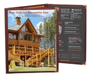 MENU COVERS BURGUNDY TRIPLE POCKET FOLDOUT 6-VIEW 8.5" x 11" DOUBLE-STITCHED