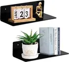 9 Inch Acrylic Floating Shelf No Drill Adhesive Wall Set Small, Black