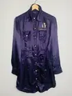 Coogi Couture Purple Snakeskin Snap Front Shirt Dress Size Large