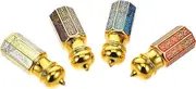NOLITOY 4Pcs Portable Mini Glass Essential Oil Roller Bottles with Elegant Caps for Travel and Daily Use Middle Eastern Style Refillable Perfume Dispenser