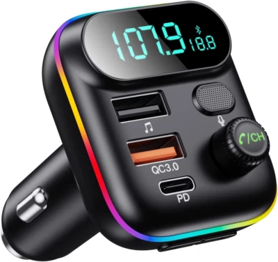 Bluetooth Adapter for Car, Wireless FM Radio Transmitter, Wireless Bluetooth 5.0