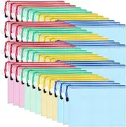 Roowest 48 Pcs A5 Mesh Zipper Pouch Plastic Zipper Pouch Clear Zippered Pencil Pouch Waterproof Clear Pouch with Zipper Multipurpose Mesh Storage Bag for School Office(Blue, Red, Green, Yellow)