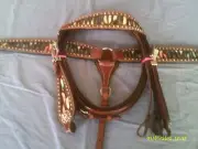 Headstall & Breast Collar Show Style Inlay Painted Feather With Crystals