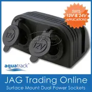 12V~24V DOUBLE SURFACE MOUNT DUAL POWER SOCKET ADAPTOR - Cigarette/Boat/Caravan