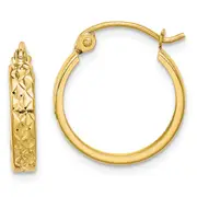 10K Yellow Gold D/C Square Tube Hoop Earrings