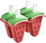 Popsicles Molds - 4 Grid Watermelon-Shaped Popsicles Molds - Easy Release Food Grade Freezer Tray Storage Container with Sticks for Pudding Yogurt Jelly