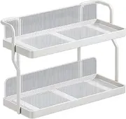 2-Tier Standing Vanity Tray, Cosmetic Display Case with Removable Tray, Bathroom Organizer Countertop Makeup Organize Storage Perfume Tray Bathroom Organizer Countertop, Spice Rack Organizer