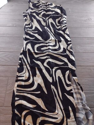 TopShop Dress Black White 6 Small Flowy Maxi Short Sleeve NWT New