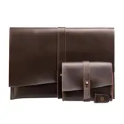 Universal Leather Business Power Adapter Laptop Tablet Bag With Cable Winder