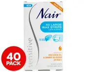 Nair Sensitive Large Wax Strips | 40 pack | Legs & Body