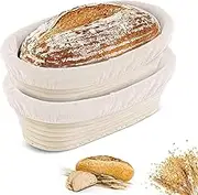 2 Pack 10 inch Banneton Proofing Basket Oval Shaped Sourdough Proofing Basket Baking Bread Basket Dough Bowl with Cloth Liner for Home Bakers
