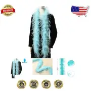 Light Turquoise Ostrich Feather Boa - 2 Yards of Fluffy Elegance for DIY Events
