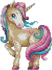 Cross Stitch Kits, Awesocrafts The Magical Unicorn Animals Easy Patterns Cross Stitching Embroidery Kit Supplies Christmas, Stamped or Counted (Unicorn, Counted)