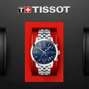 TISSOT天梭 官方授權 T-Sport系列 PRC200 三眼計時腕錶-藍 母親節 禮物 43mm/T1144171104700