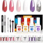Vishine Dip Powder Nail Kit 6 Colors 18g Large Jar Acrylic Dipping Powder Top and Base Coat Activator Brush Saver Liquid All in One French Manicure Nail Dip Powder Starter Kit #06