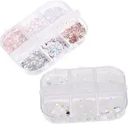 Healeved DIY Fingernail Sequin Set 2 Boxes Manicure Glitter Powder for Nail Art