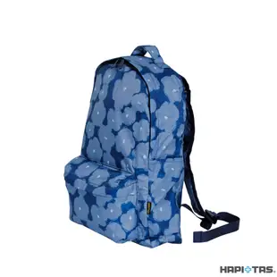 【HAPI+TAS】日本原廠授權 新型 摺疊 手提後背包- 深藍塗鴉花朵