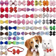 PET SHOW Adjustable Cute Dog Bow Ties Collar for Small Dogs Puppy Cats Bowties Neckties Pet Grooming Accessories Assorted Randomly Pack of 50