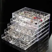 CHADWICK 5-Tier Clear Acrylic Jewelry Organizer Box with Drawers - Perfect Storage Solution for Necklaces, Bracelets, Earrings, Rings & More (9.3 * 5.3 * 7 Inch (Upgraded))