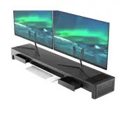 Dual Monitor Stand Riser with Drawers and Audio,4 USB Ports and Charging Pad,...