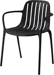 MIUZ 4 pcs Dining Chairs Kitchen Chair Plastic Stackable Modern Chairs Living Room - (Black)