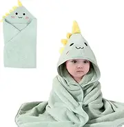 CutitiUU Hooded Baby Towel Ultra Soft Hooded Baby Towels Newborn Baby Bath Towels with Hood Animal Design Soft Absorbent Baby Bath Towels, 80x80cm Toddler Bath Towel for Boys and Girls (Dinosaur)