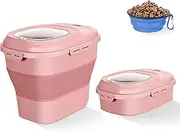 Dog Food Storage Container Pet Cereal Cat with Lids Locking Bowl Plastic Airtight Large Flour Sugar Kitchen Rice leakproof Pantry Collapsible Seed Wheels Sealable Dry 23 Qt/30 Pound Lb/25L (Pink)