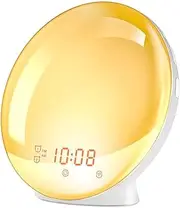 Smartsleep Wake Up Light Sunrise Sunset Digital Alarm Clock Radio APP & Voice Control 7 Nature Sounds 4 Alarms Colorful Atmosphere Bedside Nightlight for Heavy Sleepers(WiFi Sunrise Clock)