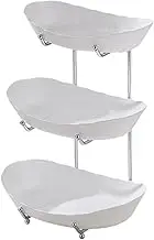 Llazsybz Tiered Fruit Bowl for Kitchen Counter Serving Bowl Set Removable Cake Tray Fruit Basket for Vegetables Dinner Table Home Cafe, Three Layers Silver