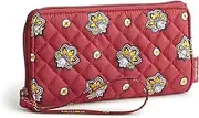 [Vera Bradley] Premium Cotton Front Zip Wristlet with RFID Protection, Maroon Red and Yellow Bandana Paisley, Maroon Red and Yellow Bandana Paisley