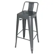 Bolero High Metal Bar Stools with Back Rests Gun Metal Grey (Pack of 4) - Cafe Bar Stools (DM935) - DM935