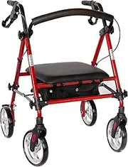 [CUVRIA] Australia Rollator| Classic 4 wheel Walkers with seat and brakes for Seniors, Rollator Walker with Seat, backrest, basket, large Wheels- Easy Folding Senior Walker Lightweight Mobility Walking Aid, support up to 136 kg R3 BL (RED)