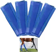 Esforzarse Set for 4 Fly Boots, Horse Leg Guards, Breathable Design Horse Boots, Reusable Fly Boots for Horses, Fly Boots Set for 4, Fly Leggings for Equine Fly Protection(Blue)