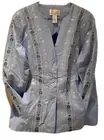 Susan Graver QVC Linen Rayon Embroidered Jacket & Pants Set Size L NWT