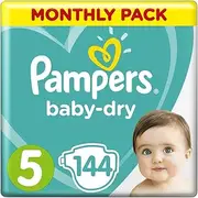 Pampers Baby-Dry Nappies Size 5 Walker, 11-16kg, 144 count, Monthly Pack
