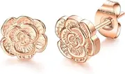 [VOJO] Rose Flower G23 Titanium Stud Earrings Hypoallergenic Post Pierced Cartilage Lobe Earring Studs with Nickel Free Back for Women and Girls