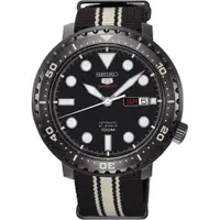 在飛比找ETMall東森購物網優惠-SEIKO 精工5號 復刻黑帆布機械腕錶 SRPC67J1/