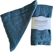 Linen Napkins –100% French Flax – Hemstitch Stonewashed Pure Linen Cloth Napkins - Size 50cm x 50cm – Set of 4 (Soft Teal Blue)