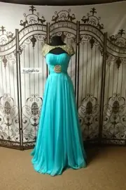 V529 SHERRI HILL 11193 AQUA SZ 6 $695 V366 #188 FORMAL PROM GOWN DRESS NWT