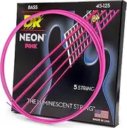 DR HI-DEF NEON - PINK Colored Bass Strings: 5-String Medium 45-125
