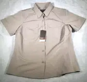 5.11 Tactical Shirt Womens Large Khaki Fast-Tac Short Sleeve Rip Stop 61314 NWT