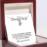 [Ellie Grace Jewellery] Meaningful Jewellery Birthday Women - Infinite Love Necklace with Love Poem Box for Wife on her 40th 50th Luxury Mahogany Box Sterling Silver