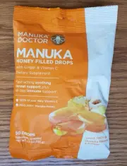 Manuka Doctor Cough Drops Honey Filled Vitamin C and Ginger 4.7 oz (1 Bag of 30)