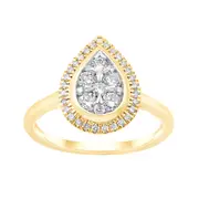 Pear Halo Ring with 1/2ct of Diamonds in 9kt Yellow Gold