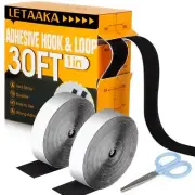 30Ft*1In Hook and Loop Tape Strips with Adhesive Heavy Duty, Sticky Back Strip